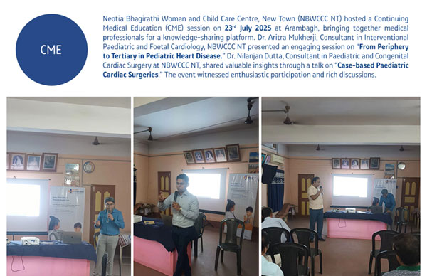 Neotia Bhagirathi Woman and Child Care Centre, New Town hosted a CME at Arambagh