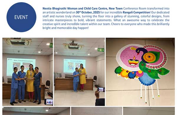 Neotia Bhagirathi Woman and Child Care Centre New Town Conference Room transformed into an artistic wonderland on October 30th for our incredible Rangoli Competition!