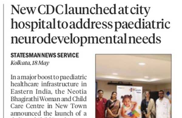 Publication: The Statesman<br>
Date: 19.05.2026<br>
Page: 03<br>
Edition: Kolkata<br>
Headline: Child Development Centre Established in New Town
