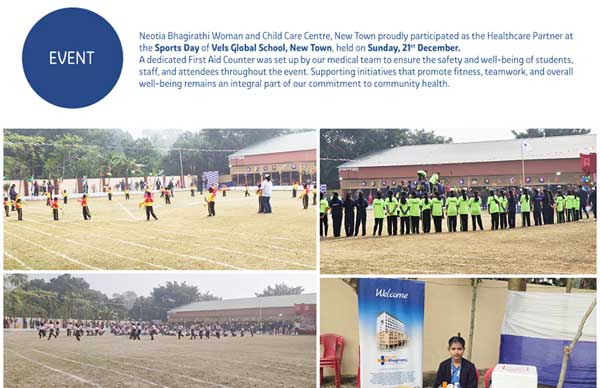 Neotia Bhagirathi Woman and Child Care Centre, New Town proudly participated as the Healthcare Partner at the Sports Day of Vels Global School, New Town